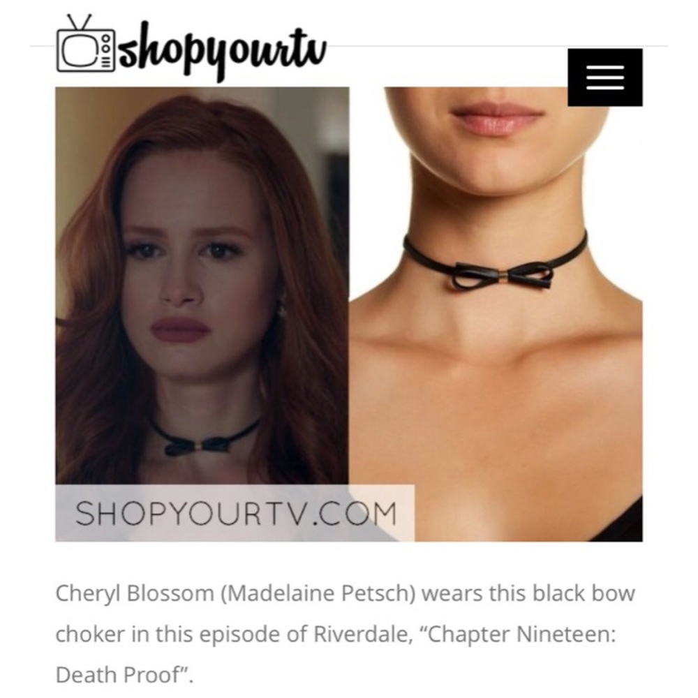 new ๑ aso TV’s Riverdale ๑ Leather Bow Choker ๑ Black Gold ๑ 2 Ways to Wear ๑